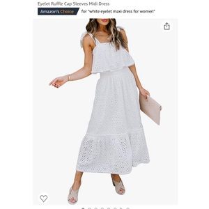 White Eyelet Ruffle Maxi Dress